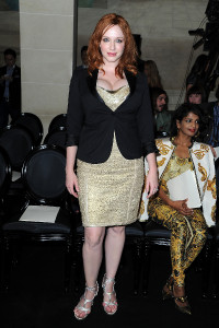 PARIS, FRANCE - JULY 01:  Christina Hendricks attends the Versace Haute-Couture show as part of Pari